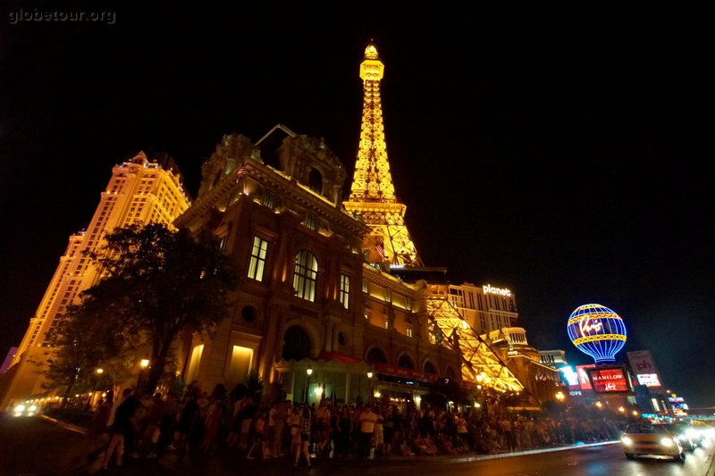 US, Las Vegas, Paris Hotel Casino, people waiting for fire work.