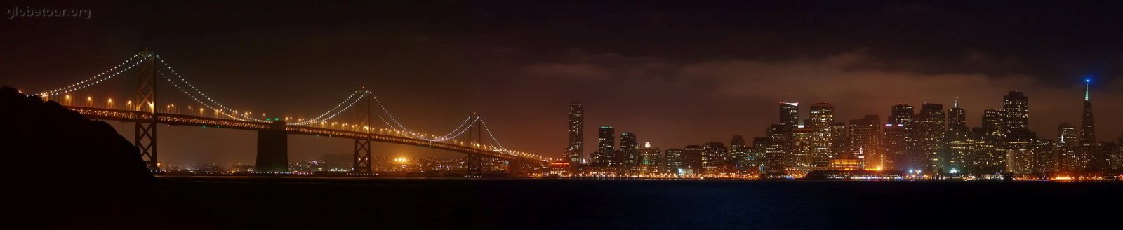 US, California, San Francisco, night view from Tresaure Island