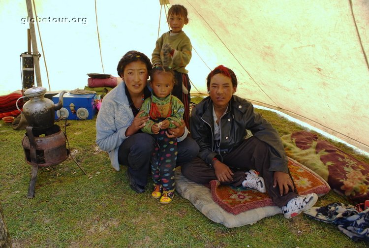 Tibet, Sakya, tibetan nomads inside tend