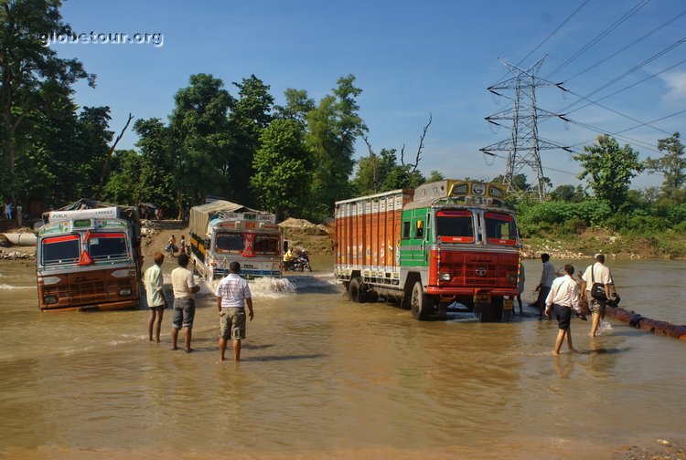 India, fallen bridge close to border